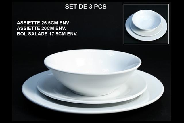 grossiste destockage SET DE 3 PIECES (ASSIETTES & BOL)