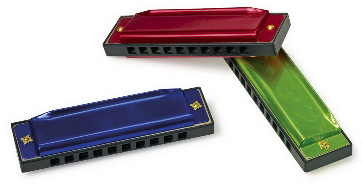 grossiste destockage Lot de 3 Harmonicas Colorés