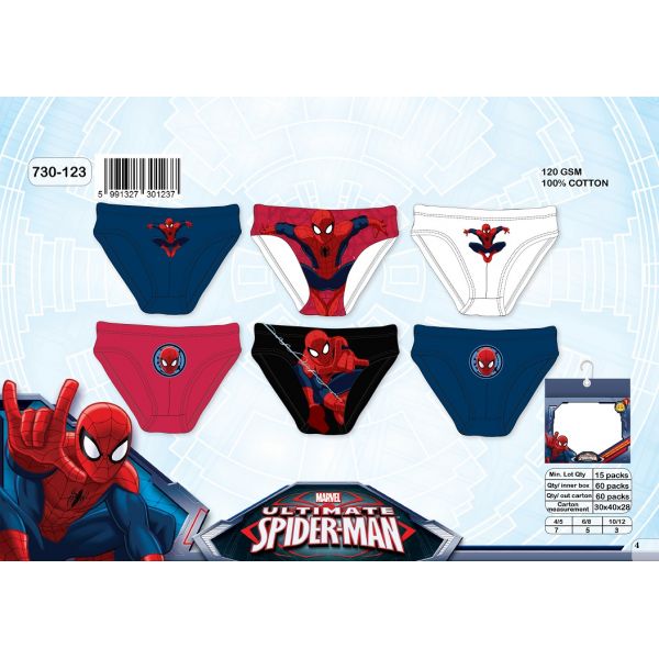 grossiste destockage Boites de 3 Culottes Spiderman
